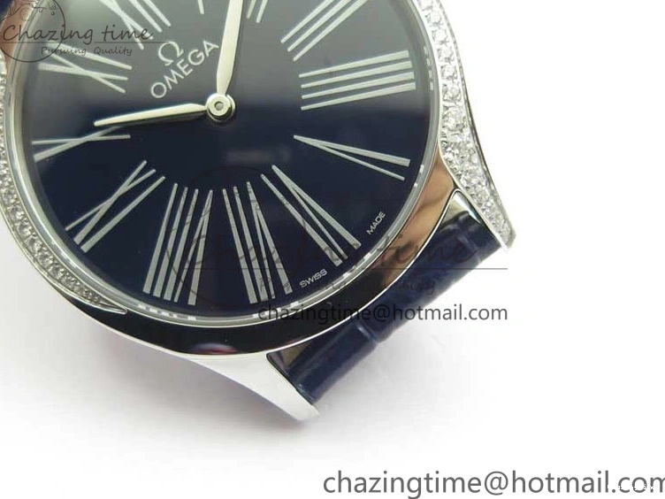 0422 Ladies’ De Ville Trésor Diamond Blue Dial Blue Fabric Watch OXF 1:1 Best Edition Swiss Quartz Upgraded 7892